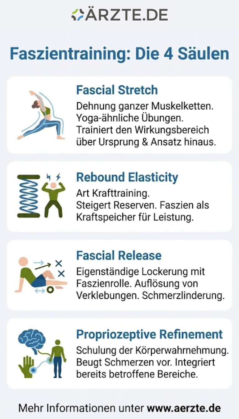 Übersicht zu den vier Säulen des Faszientrainings