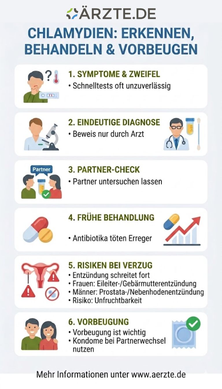 Grafik über Erkennung, Behandlung und Vorbeugung von Chlamydien