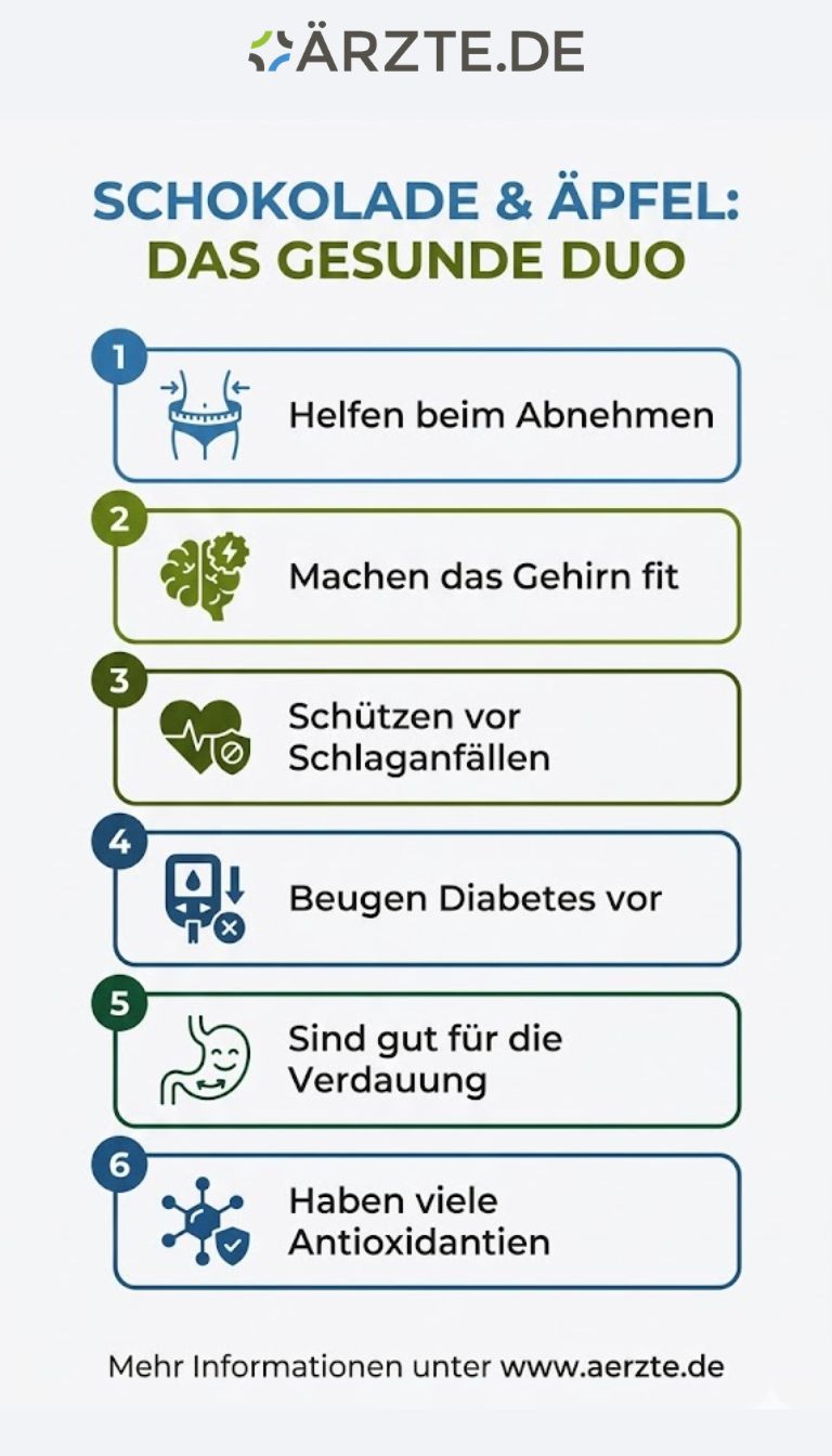 Übersicht über positive Gemeinsamkeiten von Äpfeln und Schokolade 