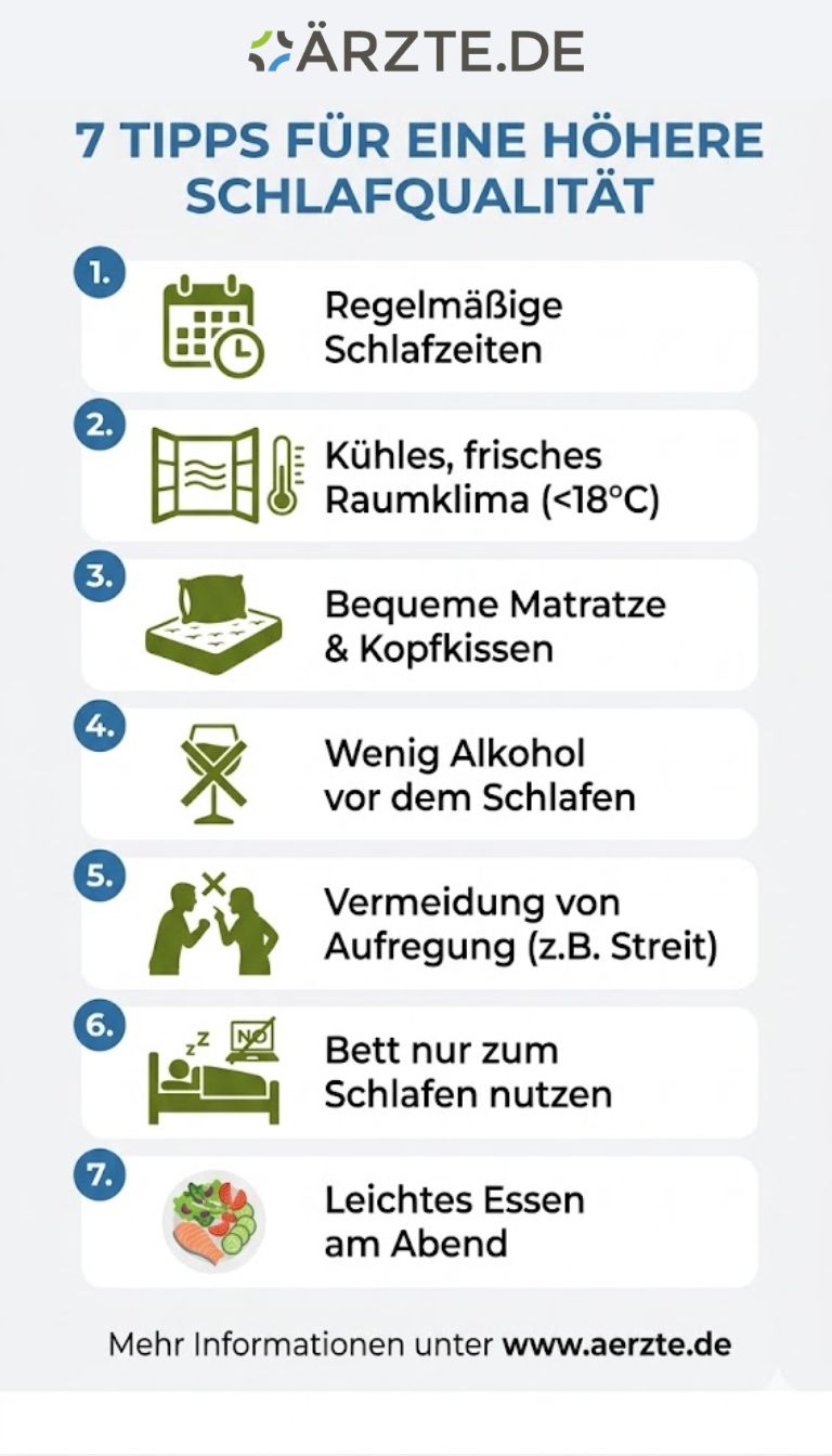 Grafik zeigt Tipps für besseren Schlaf