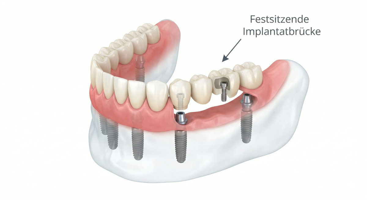 festsitzende Implantatbrücke