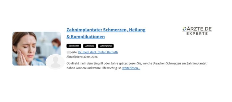 Vorschau Beitrag Zahnimplantate: Schmerzen, Heilung & Komplikationen
