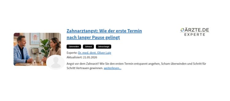 Beitragsteaser Zahnarztangst: Wie der erste Termin nach langer Pause gelingt