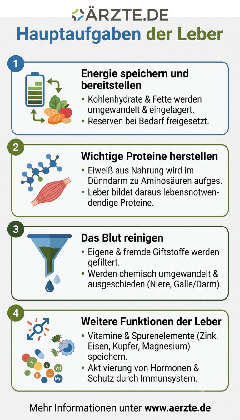 Infografik Aufgaben der Leber