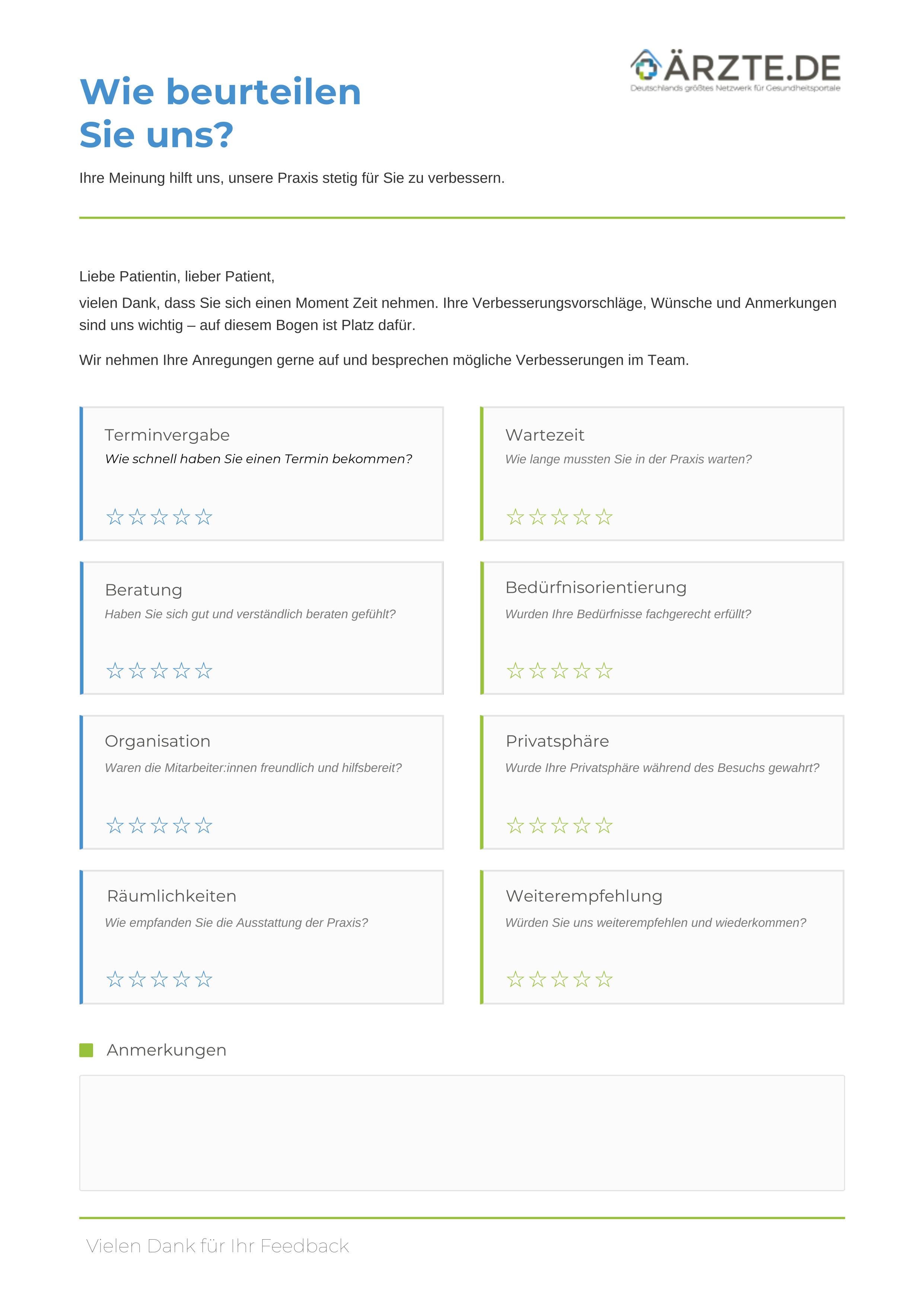 Feedback-Bogen Arztpraxis