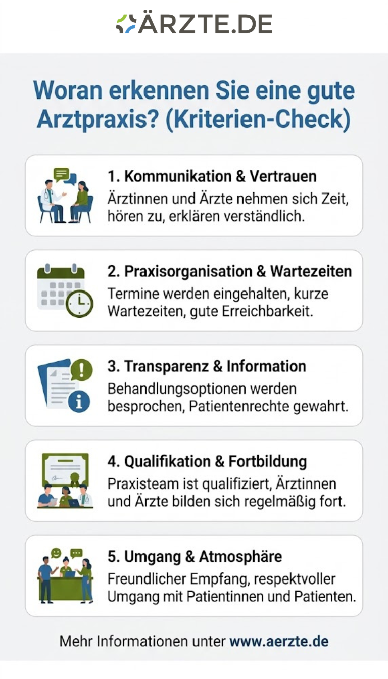 Infografik zum Thema gute Arztpraxen finden