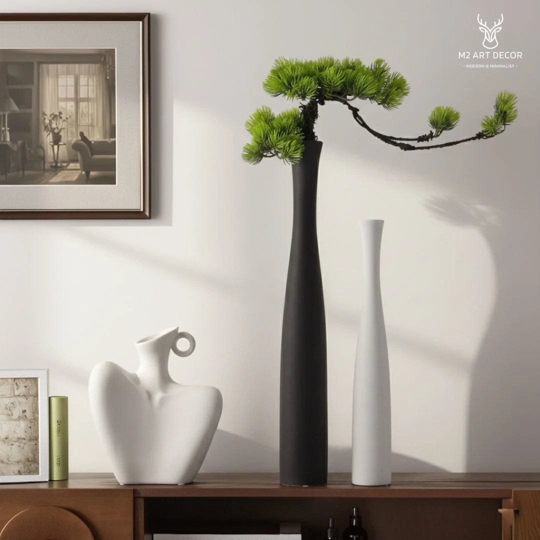 Hình ảnh phụ của sản phẩm Bộ bình đôi cát tường kèm cành thông - M2 Art Decor