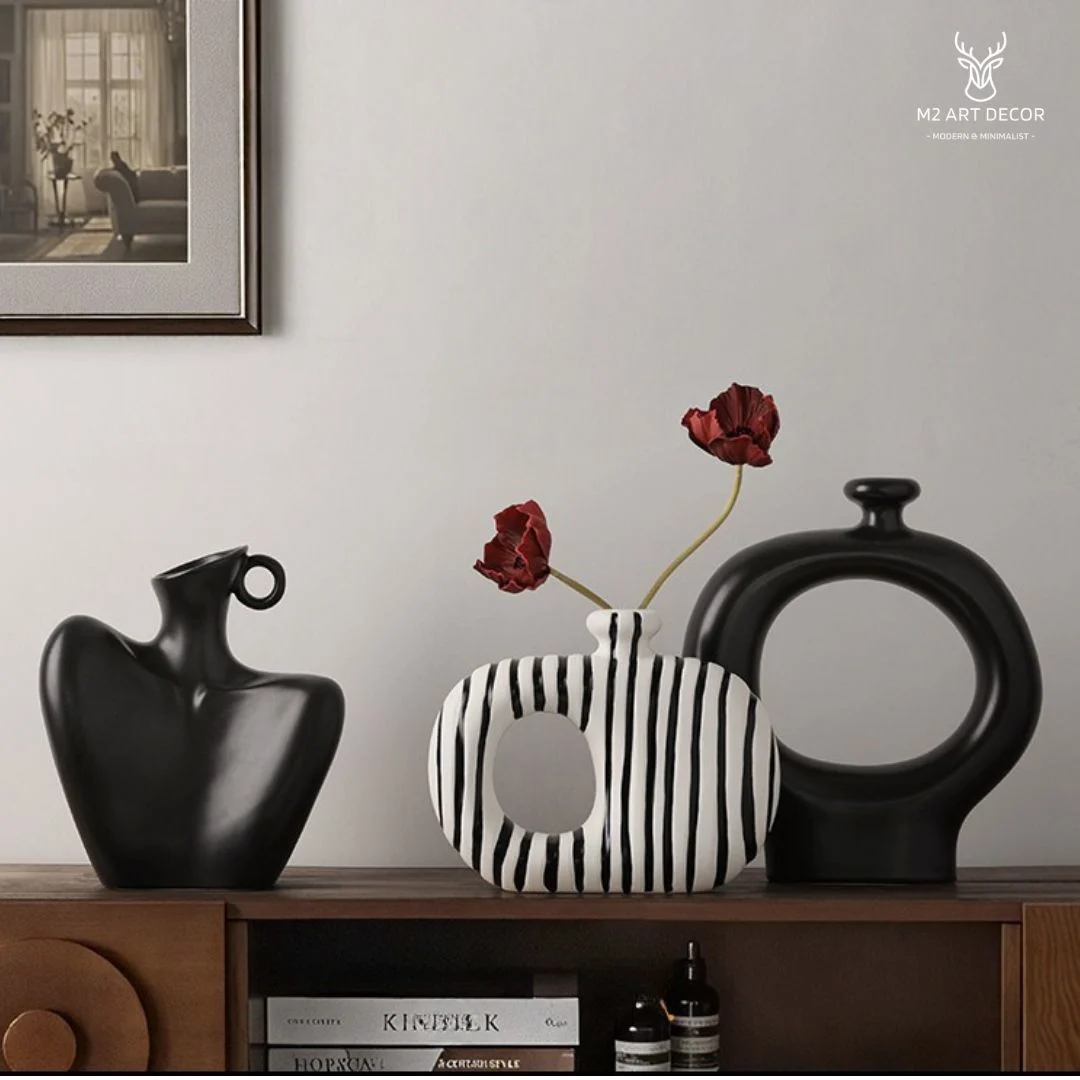 Hình ảnh phụ của sản phẩm Bộ bình hoa hiện đại kèm hoa - M2 Art Decor