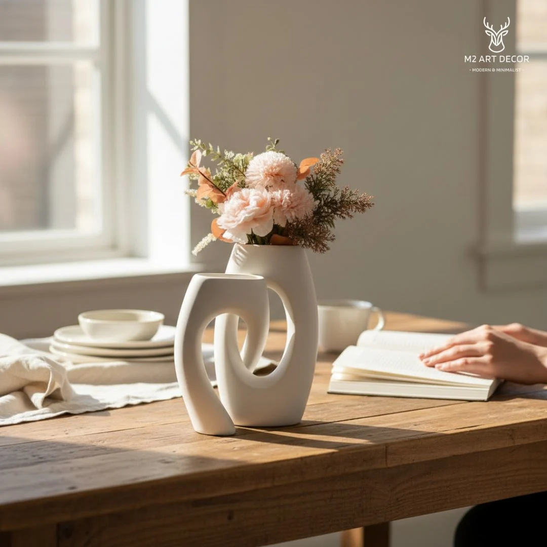 Hình ảnh chính của sản phẩm Bình đan chéo kèm hoa - M2 Art Decor