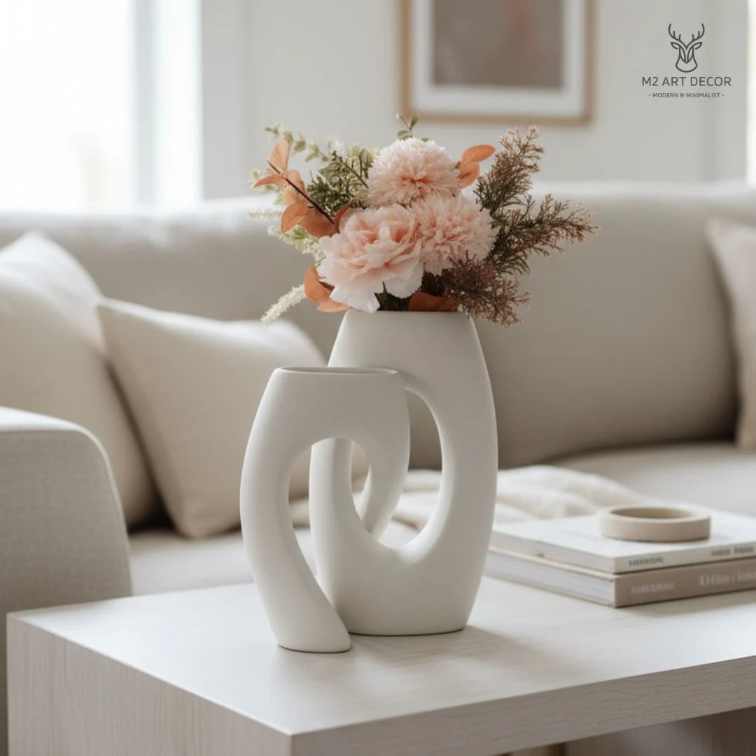 Hình ảnh phụ của sản phẩm Bình đan chéo kèm hoa - M2 Art Decor