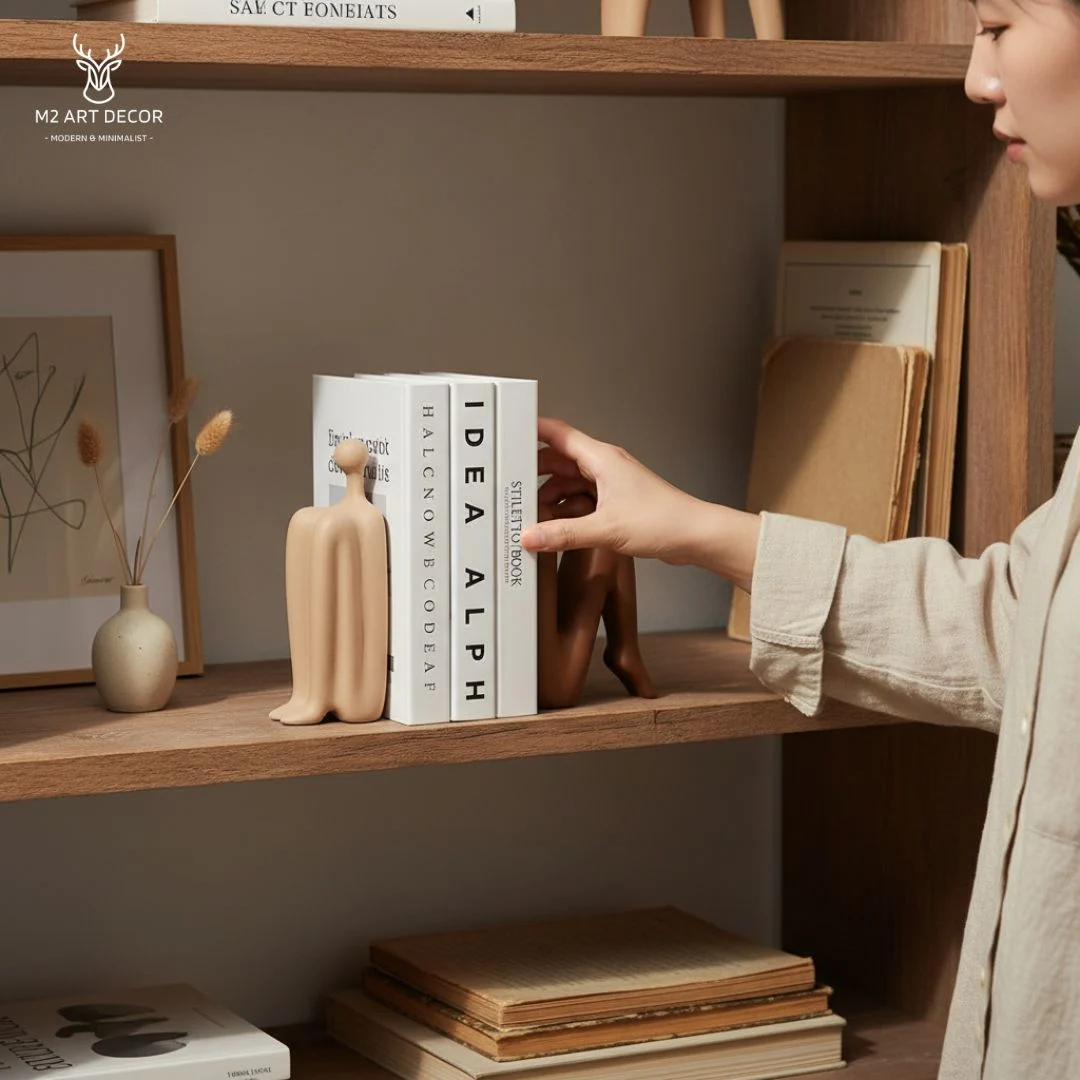 Hình ảnh phụ của sản phẩm Bộ tượng song hành tri thức + 1 sách bất kỳ - M2 Art Decor