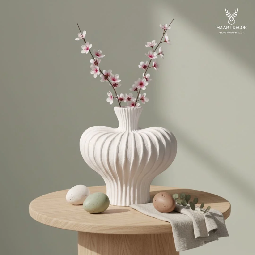 Hình ảnh chính của sản phẩm Lọ hình cầu trắng tinh khôi - M2 Art Decor