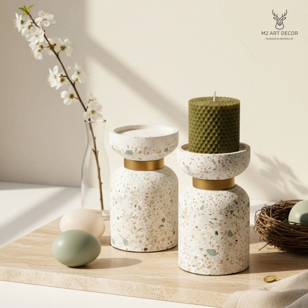 Hình ảnh chính của sản phẩm Chân nến đá Terrazzo - M2 Art Decor