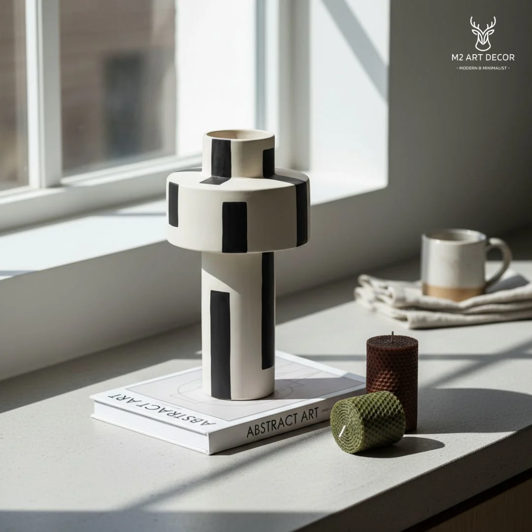 Hình ảnh chính của sản phẩm Lọ hoa sọc kẻ hiện đại - M2 Art Decor