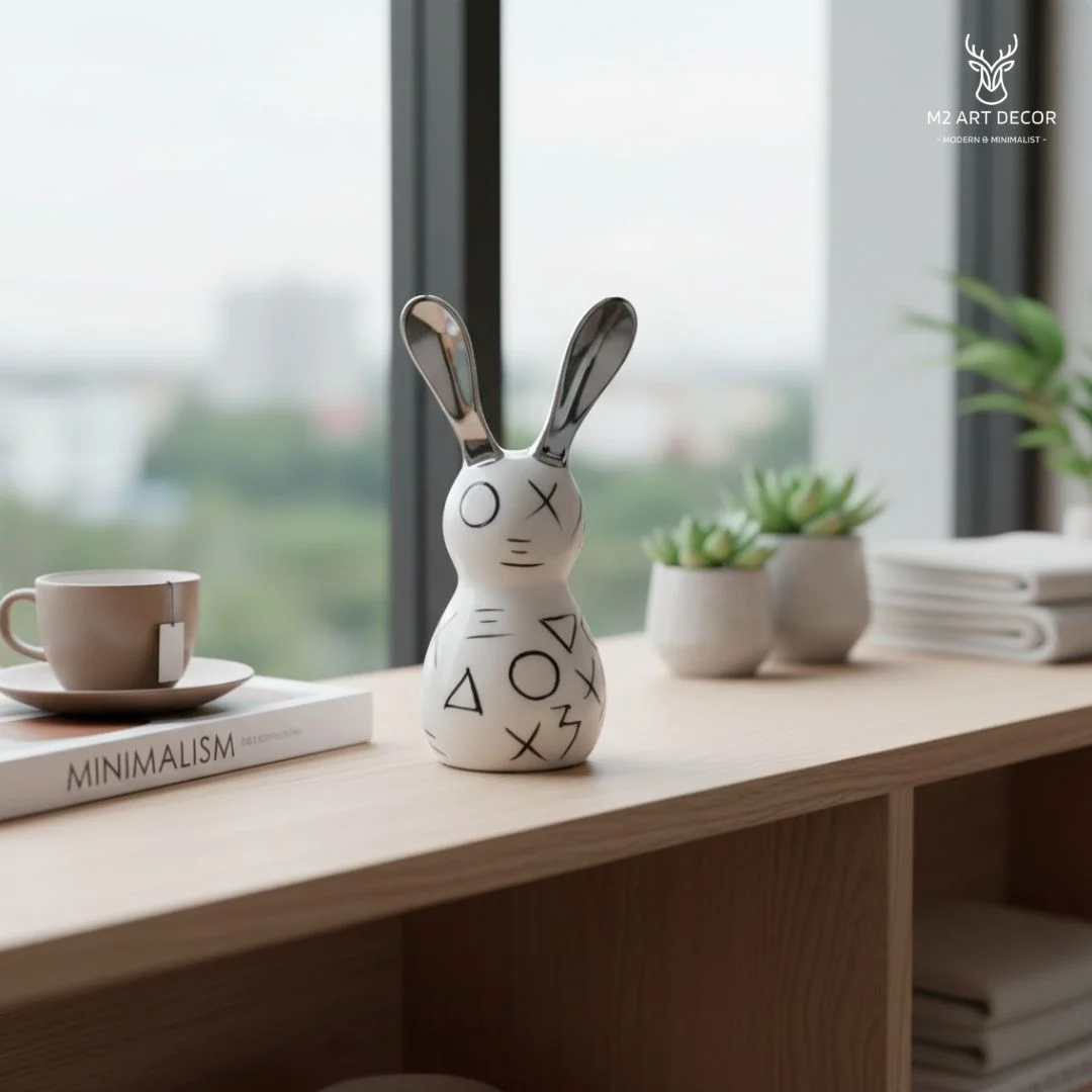 Hình ảnh phụ của sản phẩm Tượng thỏ XO tráng bạc - M2 Art Decor