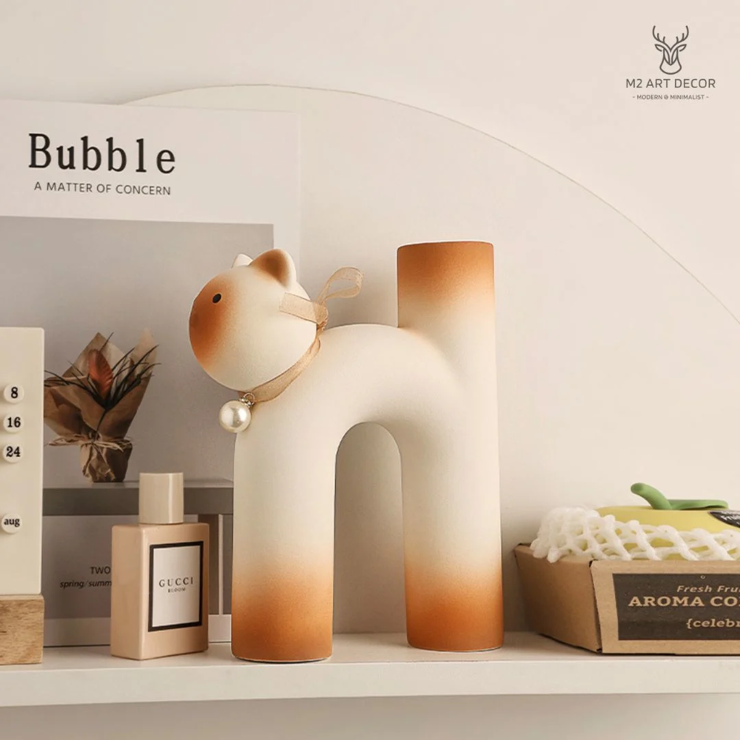 Hình ảnh phụ của sản phẩm Lọ mèo phú quý (màu cam) - M2 Art Decor