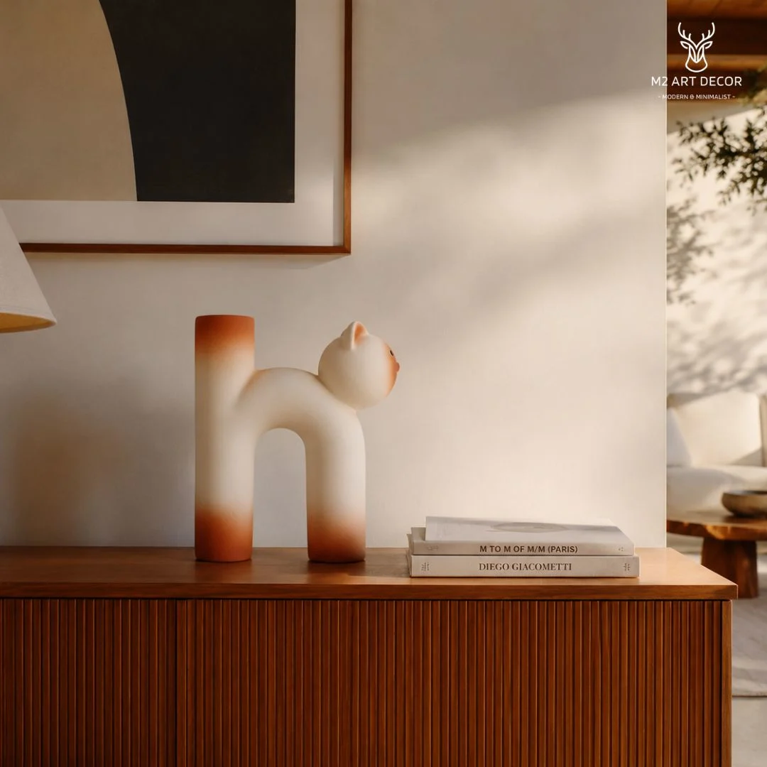 Hình ảnh chính của sản phẩm Lọ mèo phú quý (màu cam) - M2 Art Decor