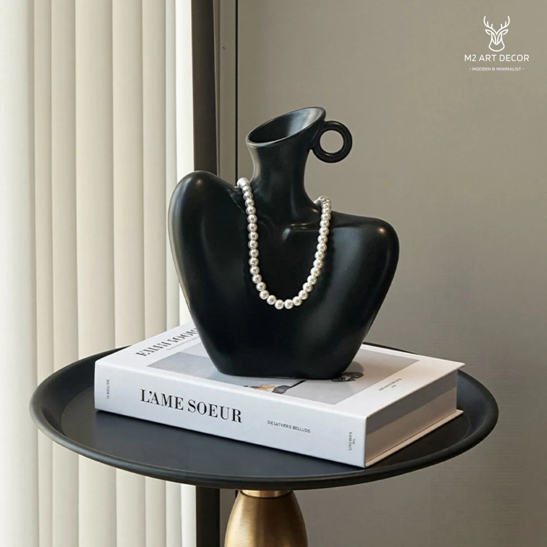 Lọ trang trí hiện đại kèm ngọc trai - Đồ decor trang trí M2 Art Decor