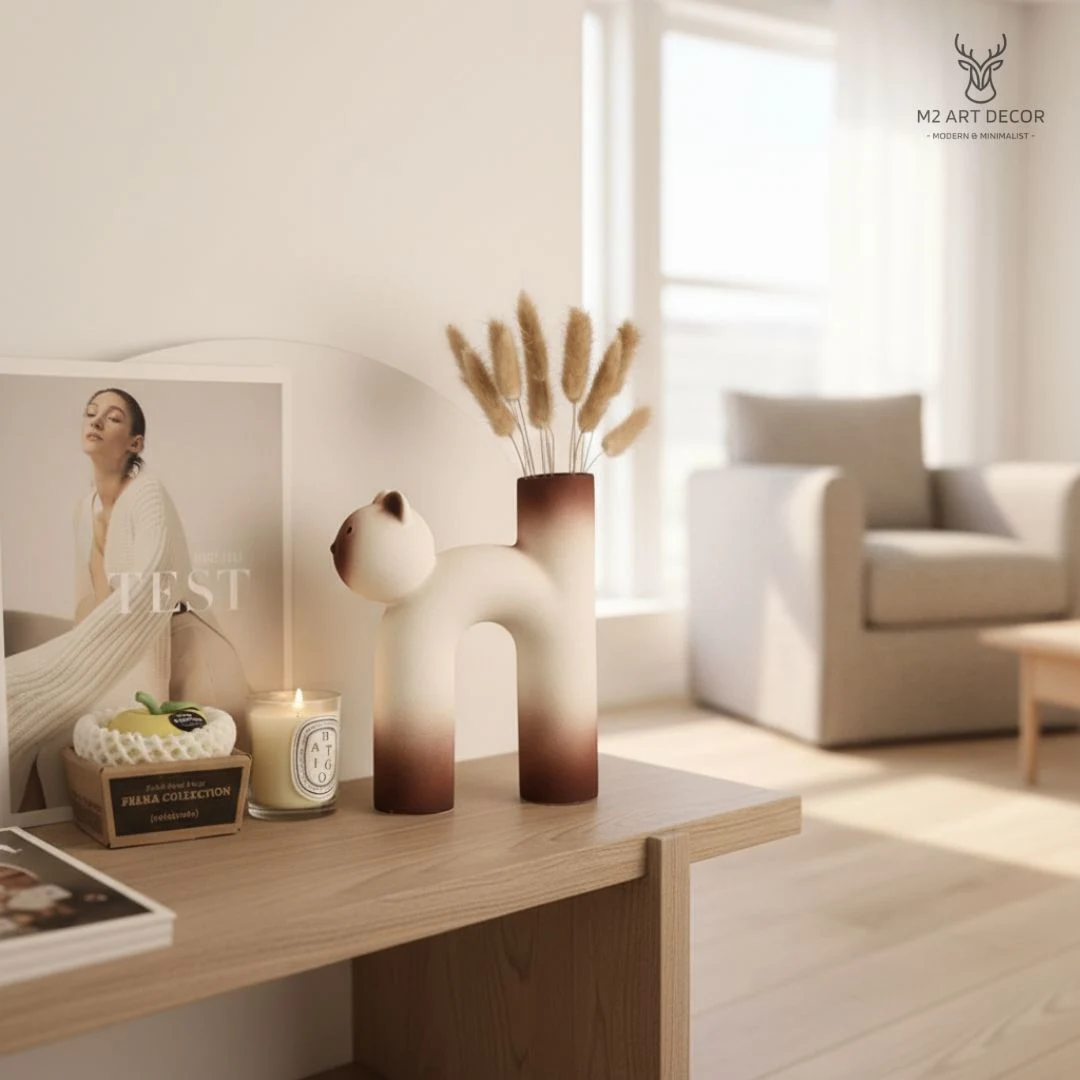 Lọ hoa mèo phú quý - Đồ decor trang trí M2 Art Decor