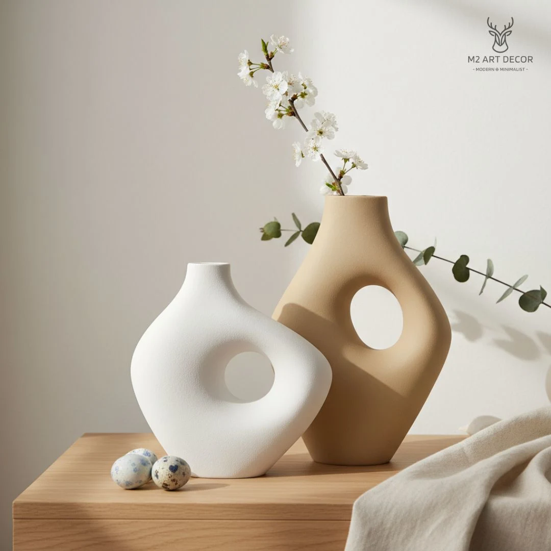 Bộ lọ wabi sabi chung đôi - Đồ decor trang trí M2 Art Decor