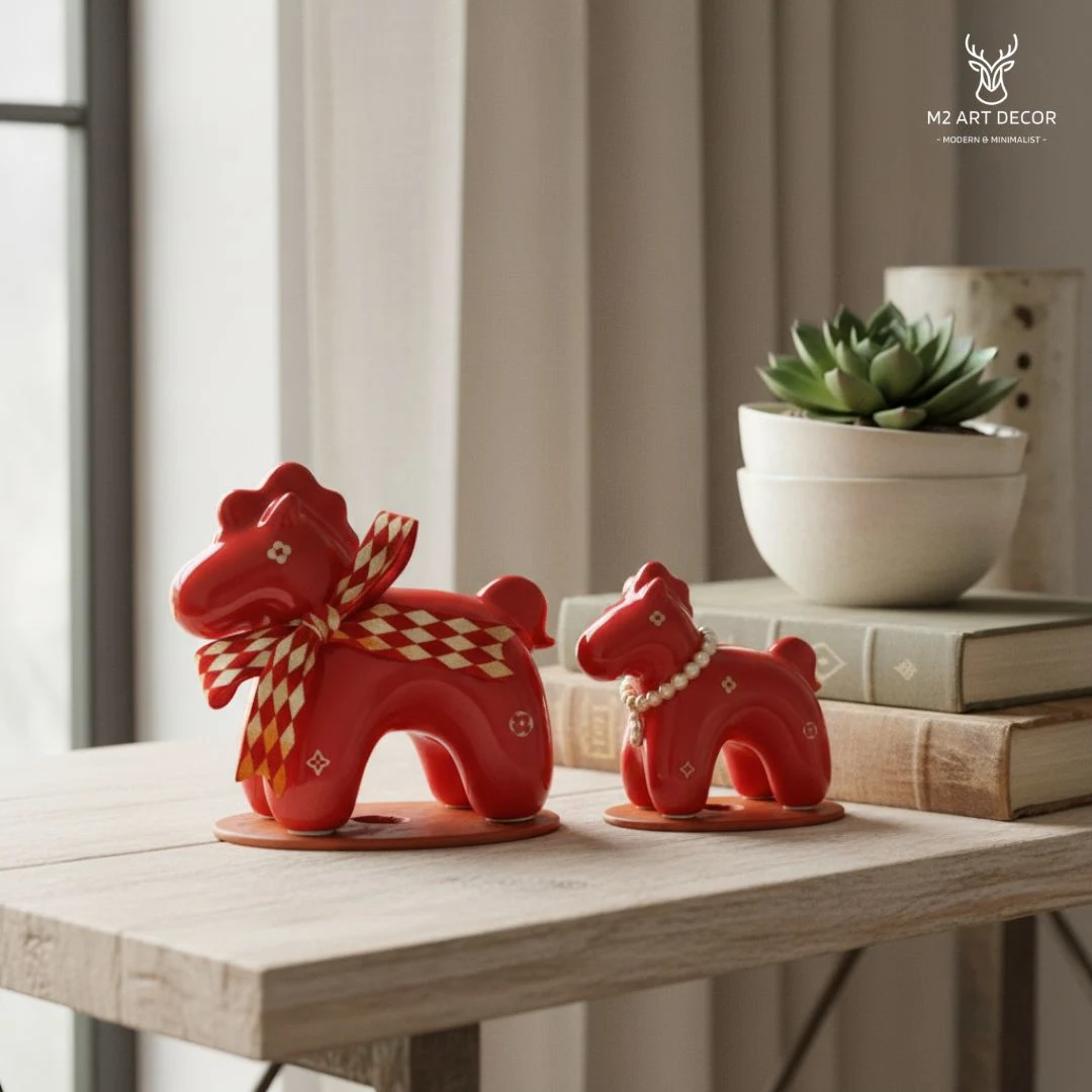 Ngựa Lucky màu đỏ (kèm hộp làm quà tặng) - Đồ decor trang trí M2 Art Decor