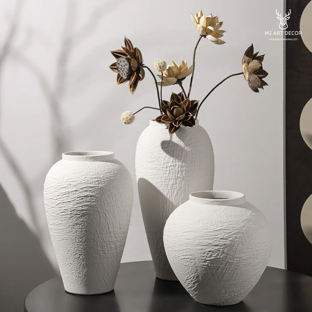 Bình gốm vân đá - Đồ decor trang trí M2 Art Decor