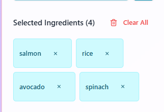 Ingredients for Pan seared salmon with Spinach Rice