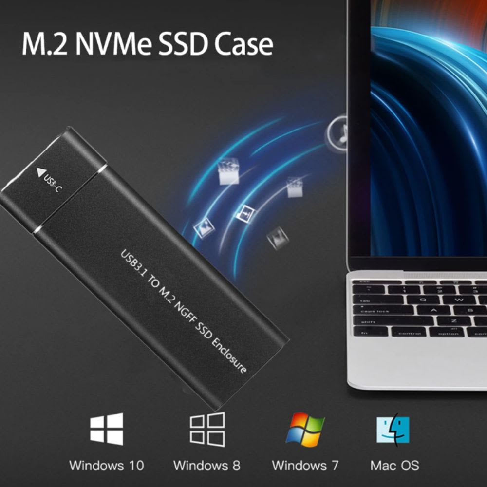 M2 SSD ENCLOSURE, USB 3.1 GEN 2 (10 GBPS) NGFF CASE alternate view
