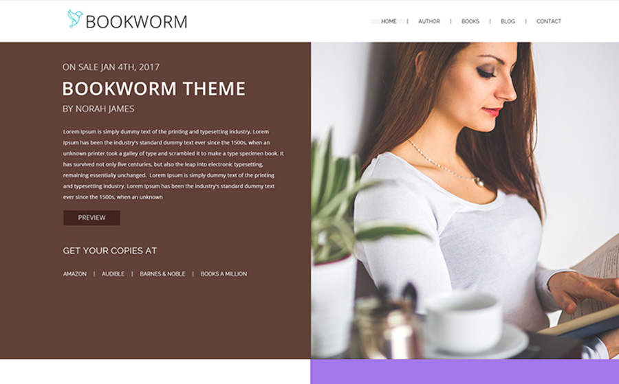 NF Book Worm - FullScreen Book Authors WordPress Theme