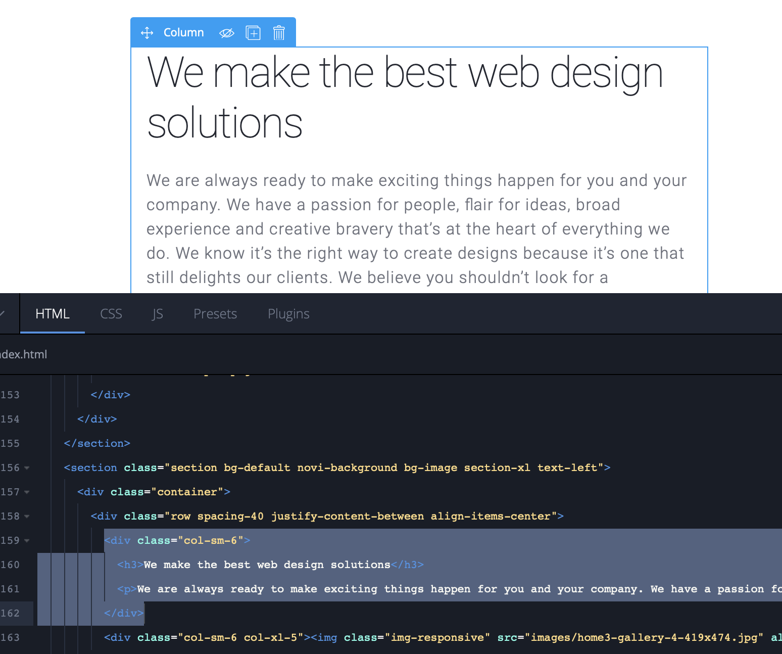 Novi HTML Visual Editor and My User Experience