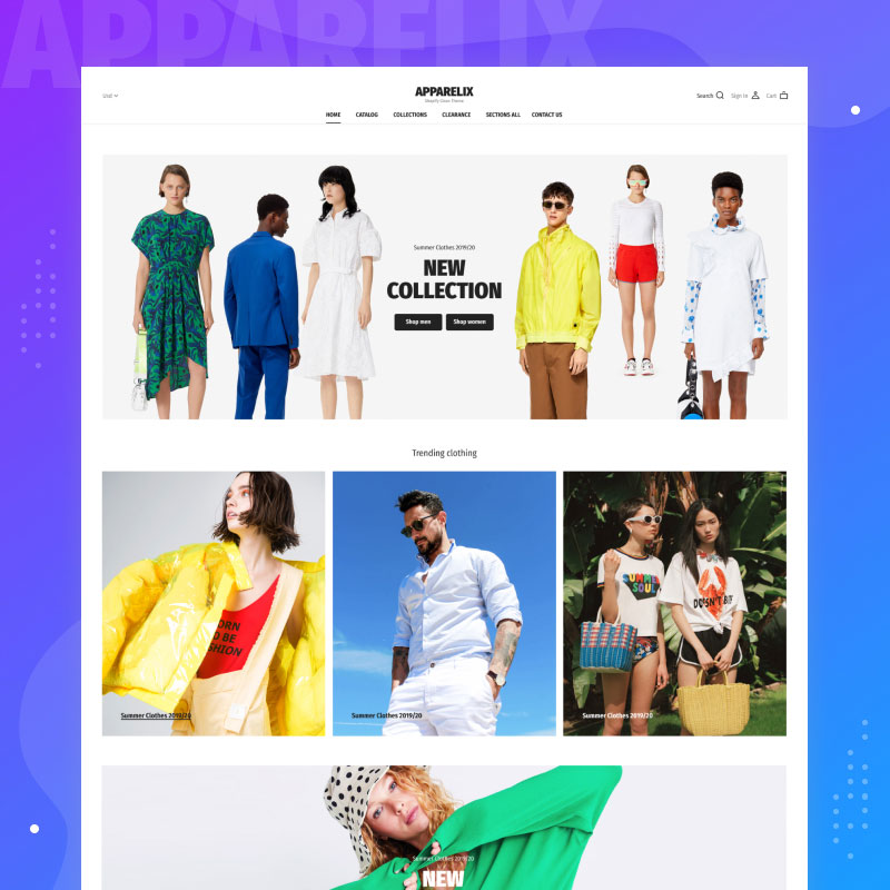 Clean Multipurpose Shopify Theme for Apparel Brand - Apparelix