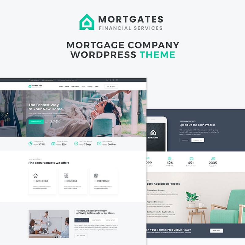 Mortgates - Financial Services with Elementor Builder WordPress Theme