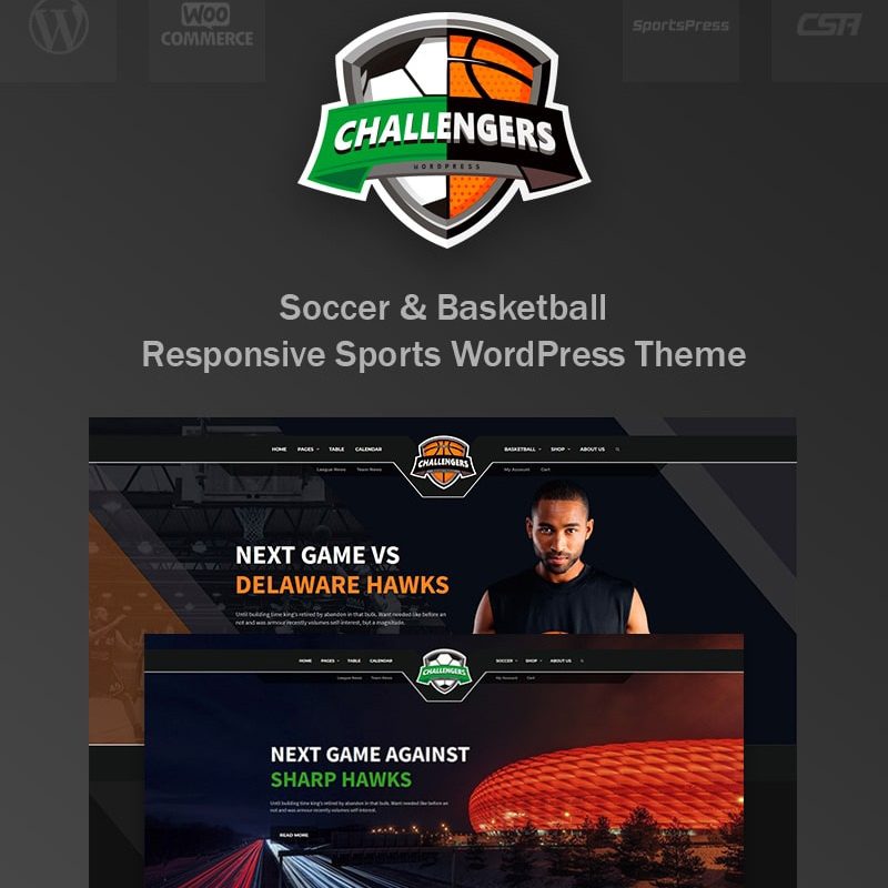 Challengers - Soccer and Basketball Club Sports WordPress Theme