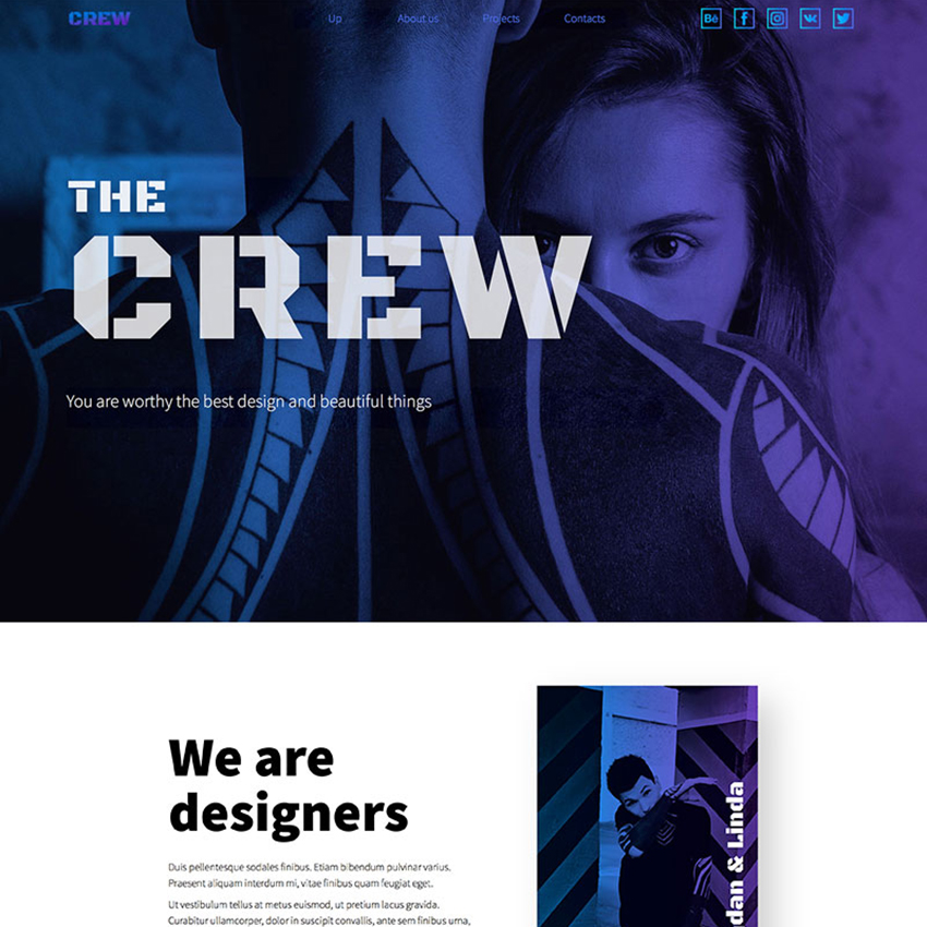 THE CREW - Horizontal Parallax / Landing Page Muse Template