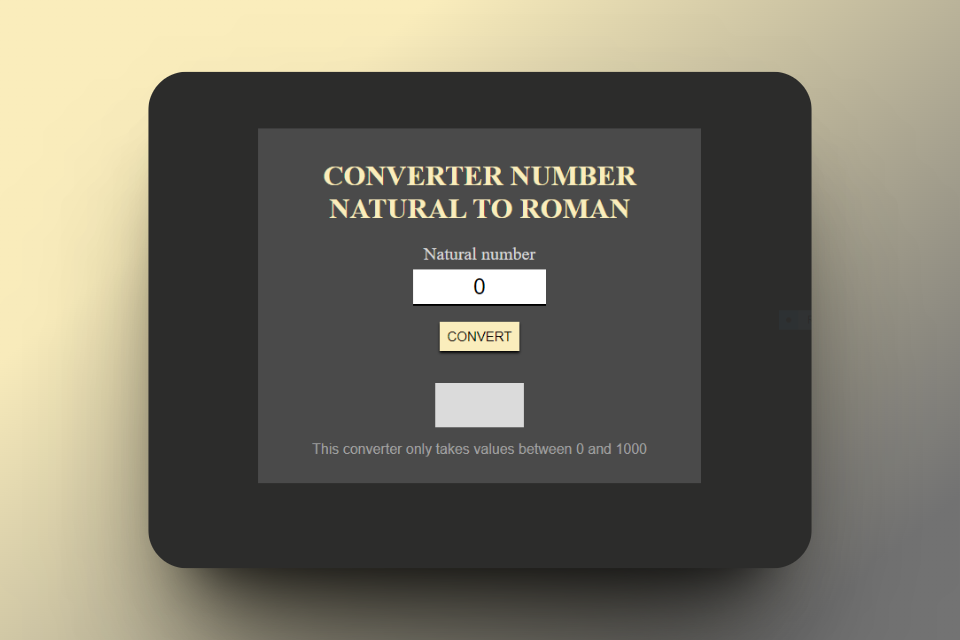 natural number to roman convertor