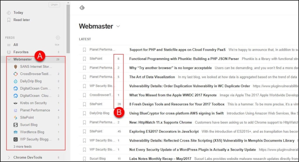 Feedly example