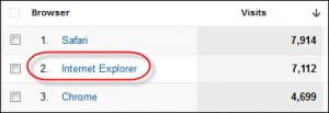 Summary of visits by browser