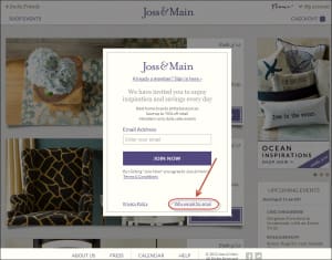 Joss & Main pop up
