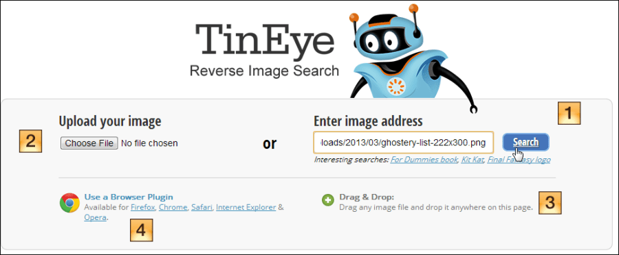TinEye file options enumerated