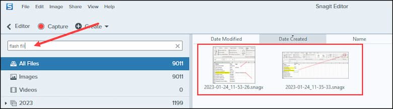 Searching SnagIt with tag.
