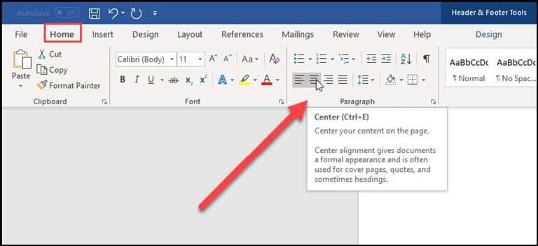 Center toolbar alignment button.