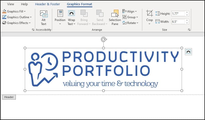 Inserted logo that is too large.