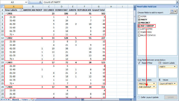 Pivot Table Data Example