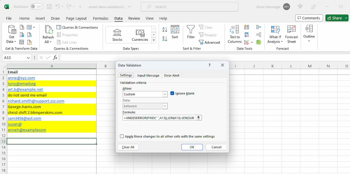 Eliminate Invalid Email Addresses in Excel 2 Effective Methods