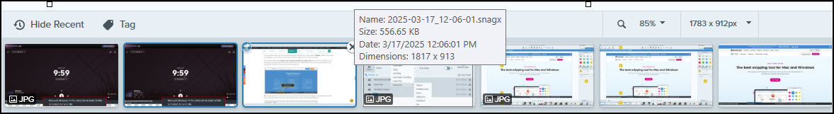 Thumbnail carousel and image specifics.