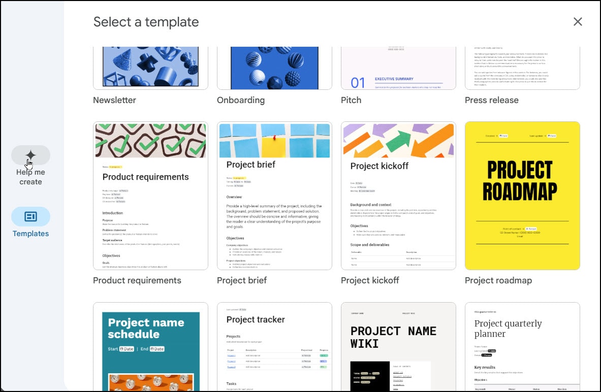 Free Google Docs template gallery