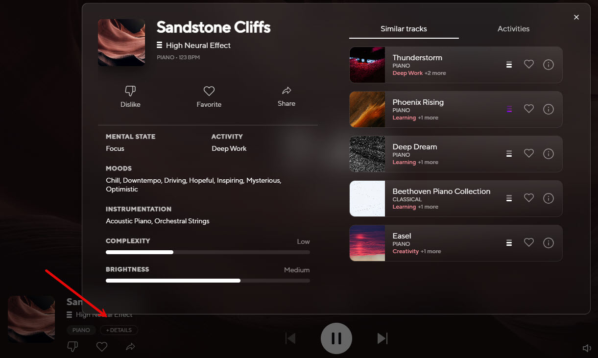 Brain.fm song details.