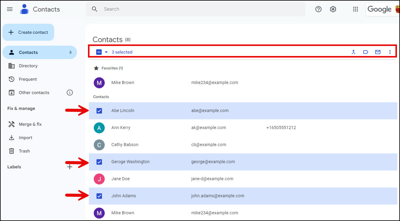 Assign labels to Google Contacts.