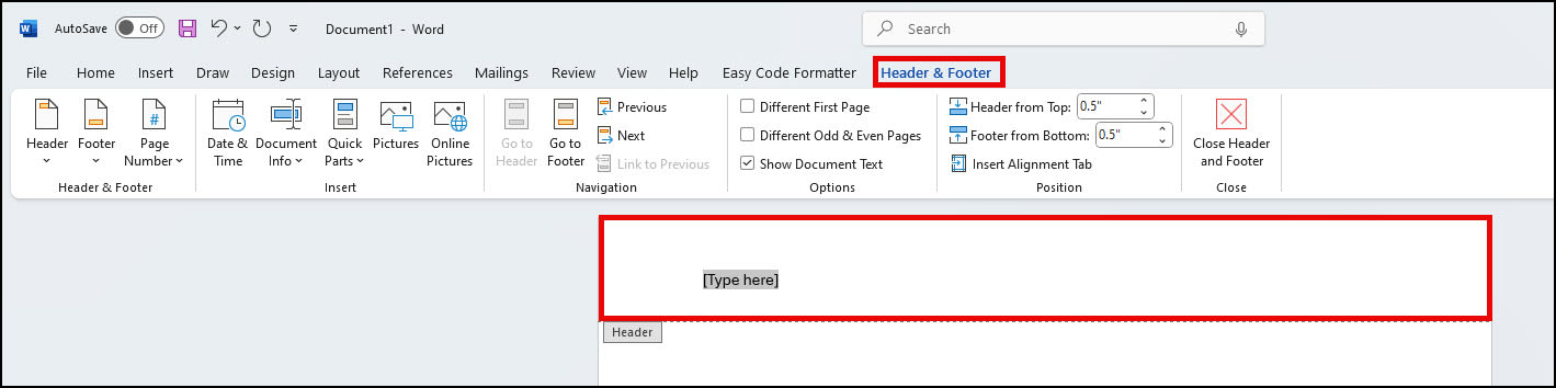 Header area outlined on letter.