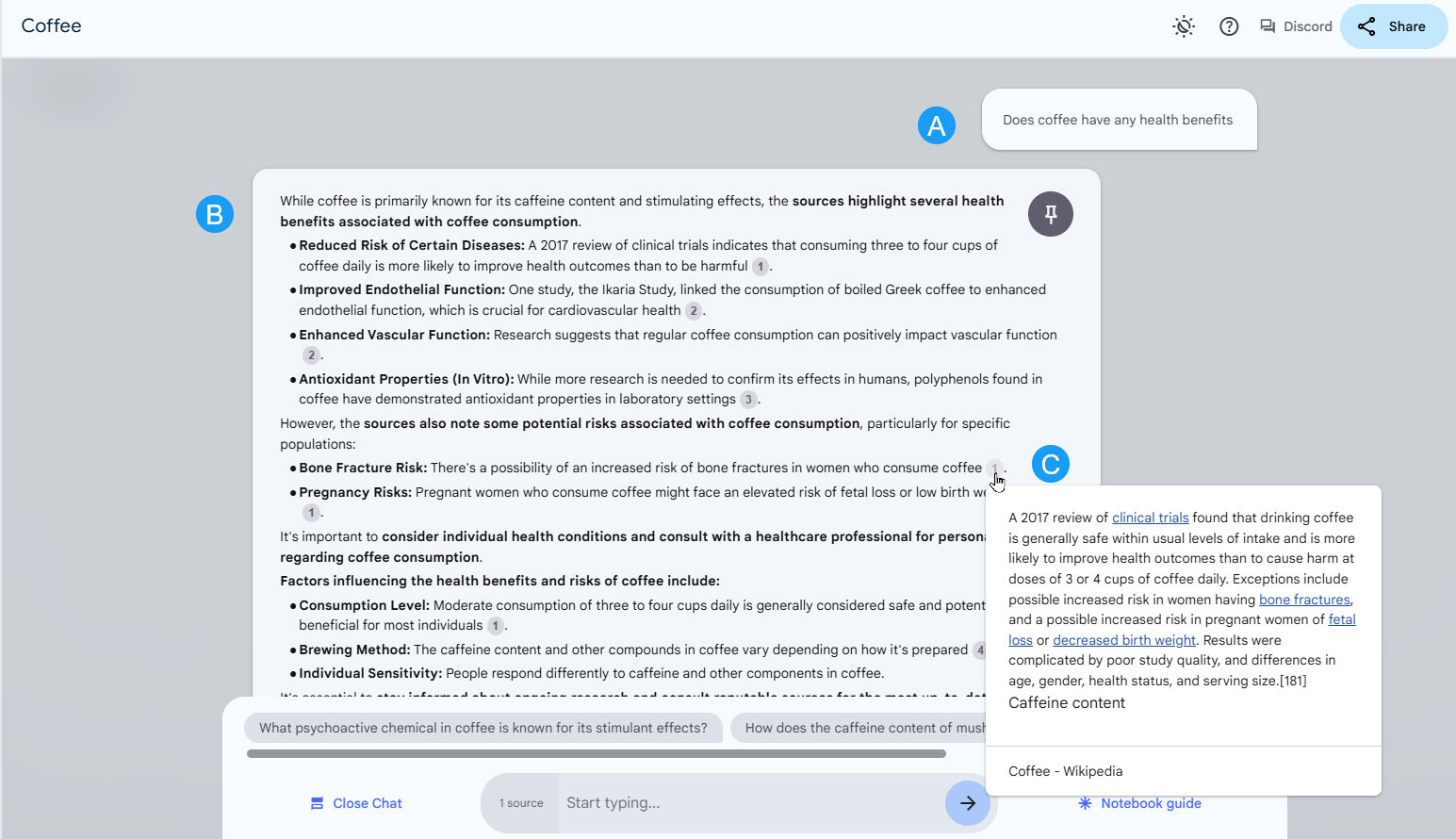 NotebookLM responds with answer and citations.